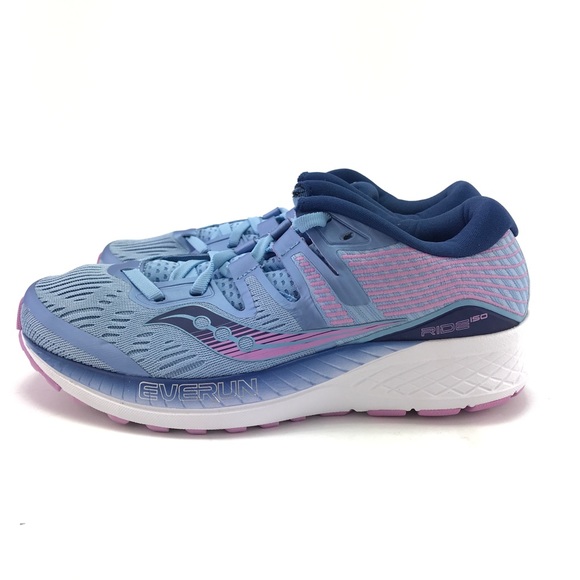 Saucony Womens Ride ISO Navy Purple Running Shoes - Picture 5 of 8
